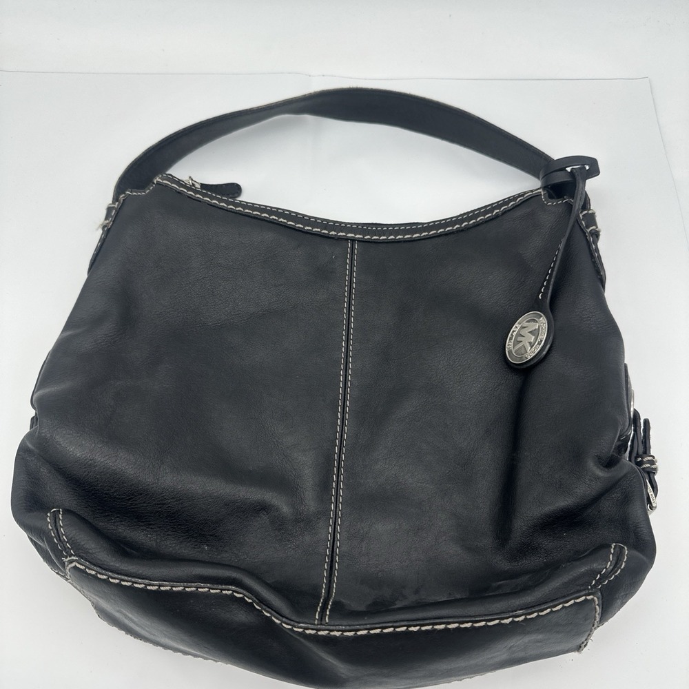 Michael Kors vintage Y2K Black pebbled Leather Satchel Hobo Bag Purse Handbag